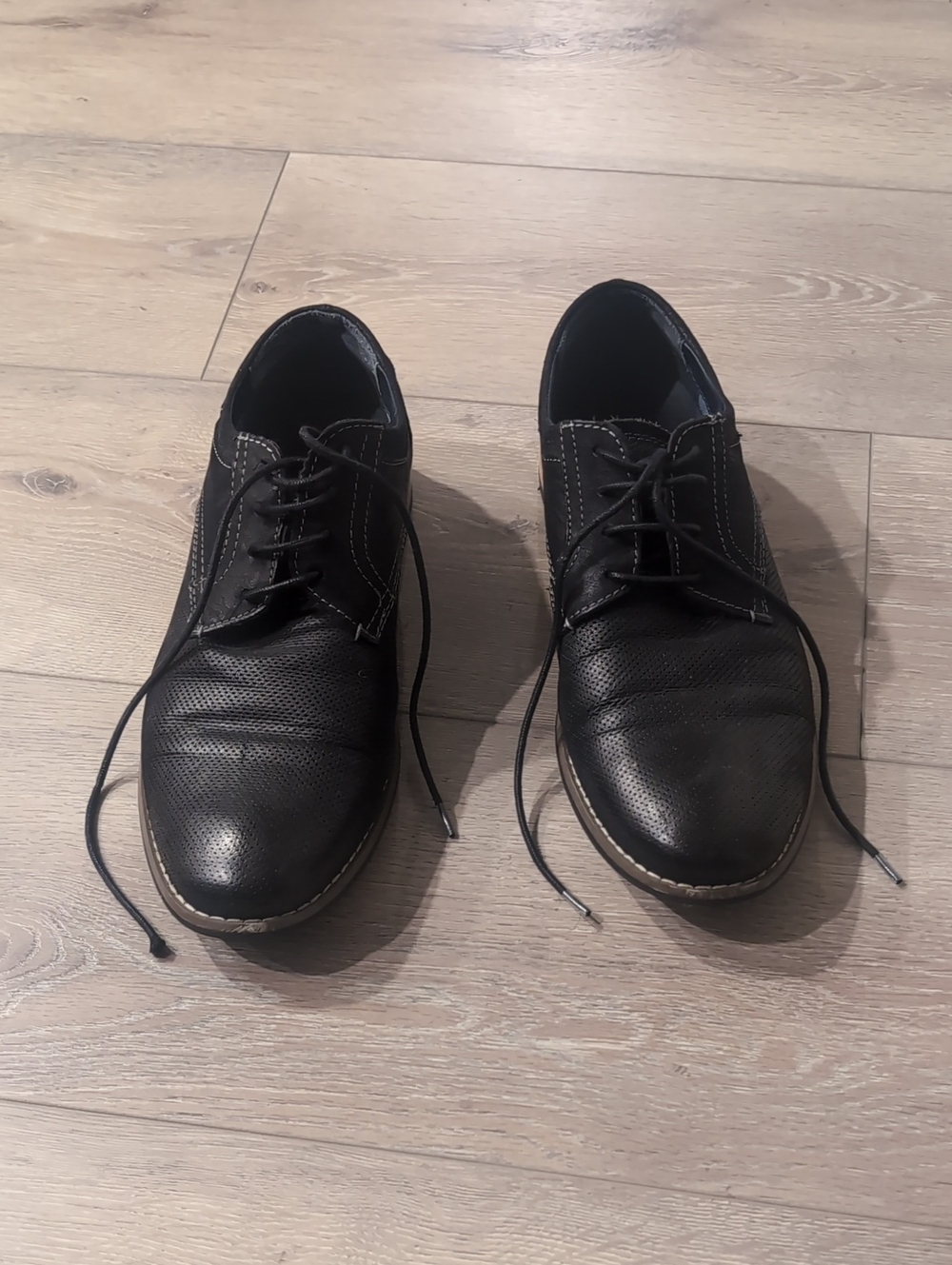 Steve Madden Black Perforated Leather Derby Shoes